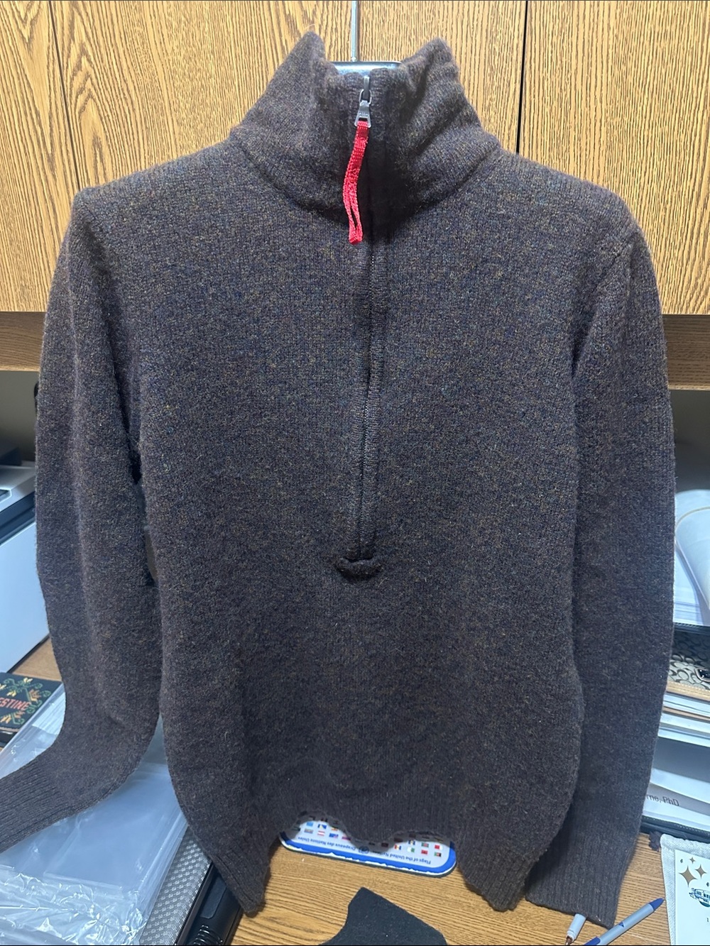 PRADA Men's WOOL Brown Half-Zip Sweater - Classic Knit Pullover
